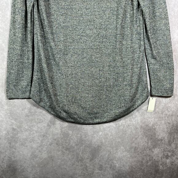 Talbots Sweater Womens Medium Gray Gold Metallic Knit Cowl Neck Long Sleeve NEW - Picture 3 of 9